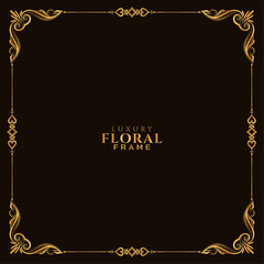 Stylish golden floral frame design background