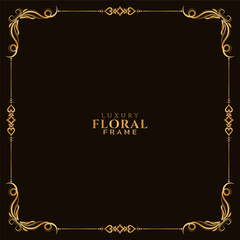 Golden floral frame design sylish background