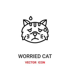 Worried cat vector icon. Modern, simple flat vector illustration for website or mobile app.Cat symbol, logo illustration. Pixel perfect vector graphics	