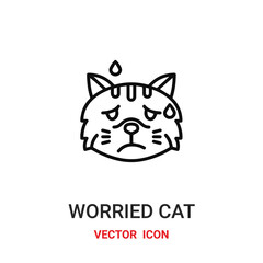 Obraz premium Worried cat vector icon. Modern, simple flat vector illustration for website or mobile app.Cat symbol, logo illustration. Pixel perfect vector graphics 