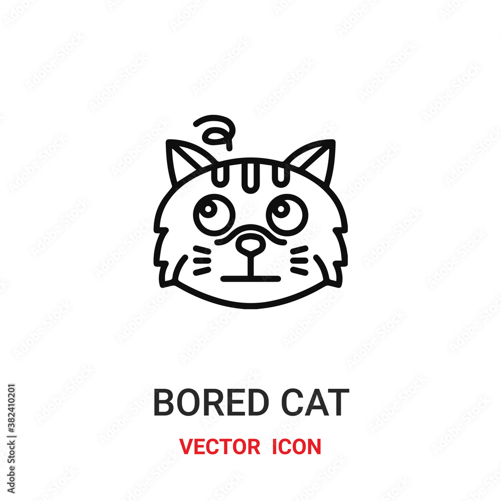 Poster bored cat icon vector symbol. bored cat symbol icon vector for your design. modern outline icon for 