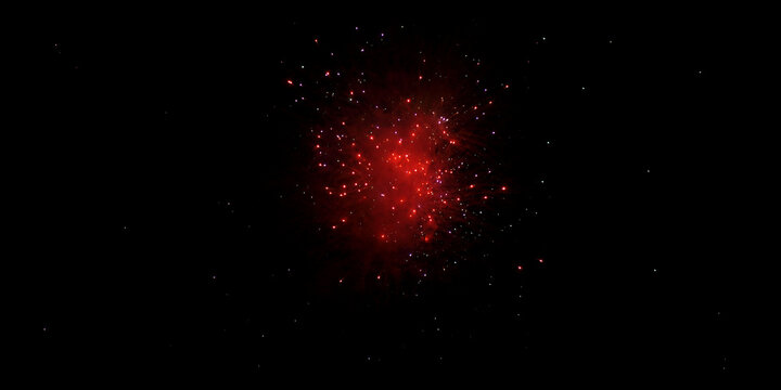 Red Fireworks Over Black Sky