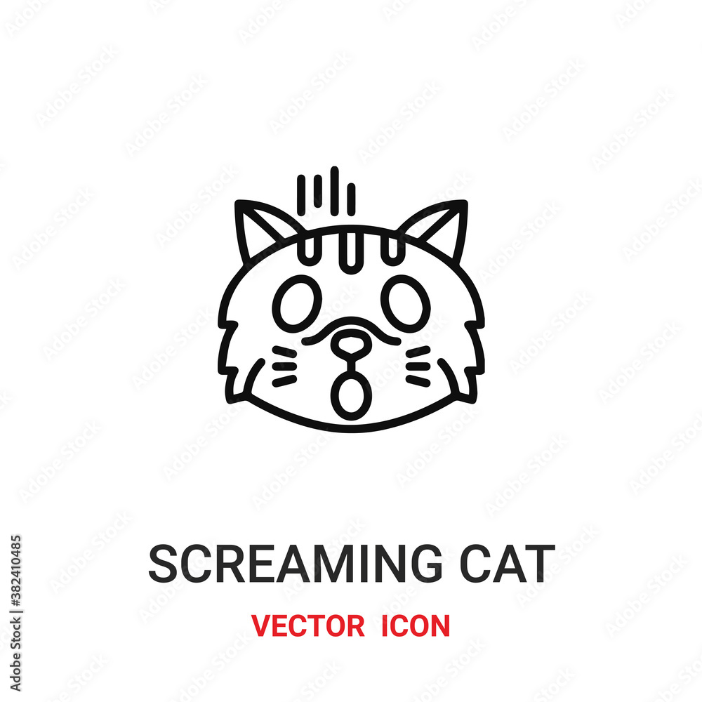 Poster screaming cat icon vector symbol. screaming cat symbol icon vector for your design. modern outline i