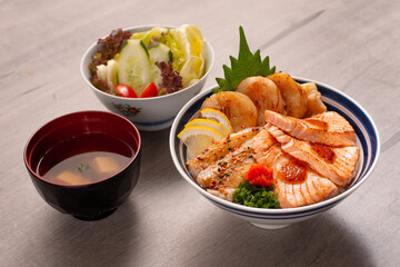 assorted of delicious  japanese donburi