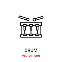 drum icon vector symbol. drum symbol icon vector for your design. Modern outline icon for your website and mobile app design.
