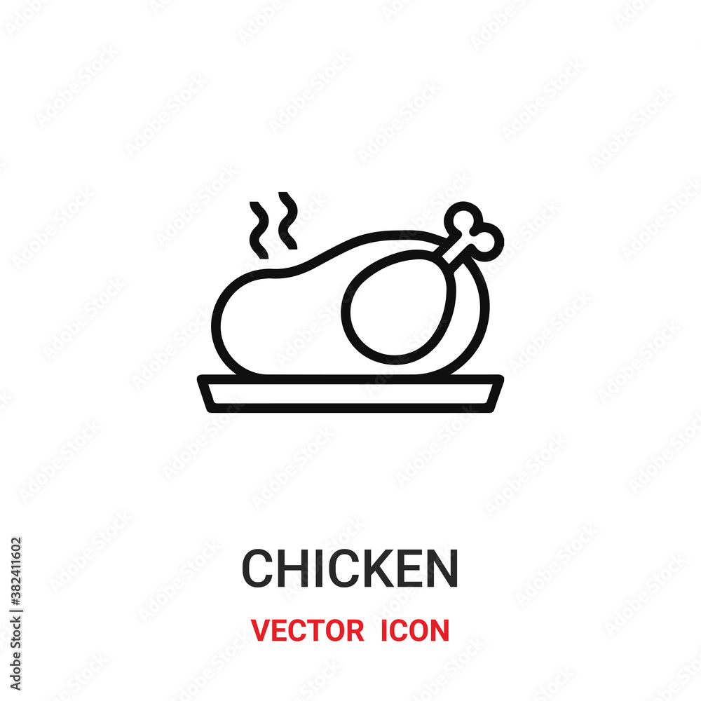 Poster chicken icon vector symbol. chicken symbol icon vector for your design. modern outline icon for your