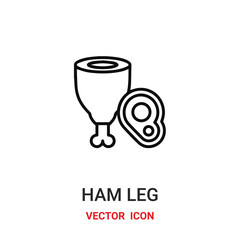 ham leg icon vector symbol. ham leg symbol icon vector for your design. Modern outline icon for your website and mobile app design.