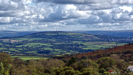 Fototapeta premium View from the top of Bodmin Moor, Cornwall 