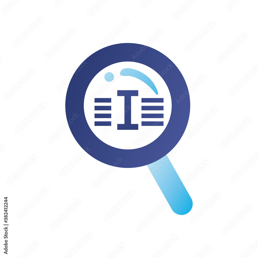 Poster lupe with text paragraph gradient style icon vector design