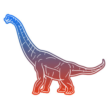 Brontosaurus Dinosaur Vector illustration, Silhouette Design doodle style. Prehistoric Animal Graphic.