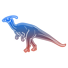 Obraz na płótnie Canvas Parasaurolophus Dinosaur Vector illustration, Silhouette Design doodle style. Prehistoric Animal Graphic.