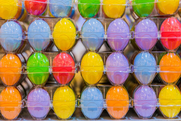 Packed colorful eggs for sale.