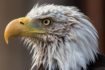 American Bald Eagle head. Eagle face portrait in close-up profile