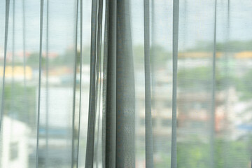 Curtain on window in morning 