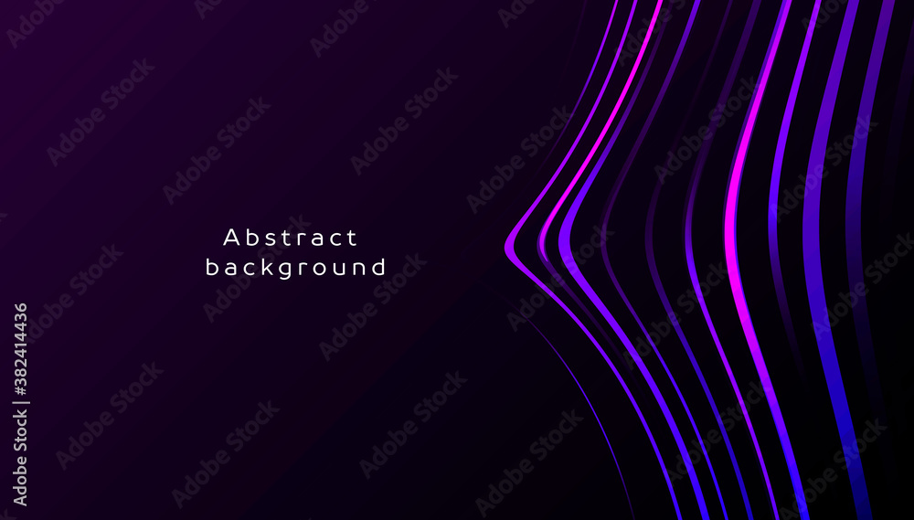 Poster abstract composition with smooth stripes to the right edge, flowing to the center, forming fluid abs