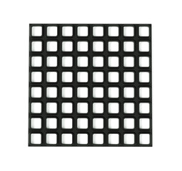 Obraz premium Modern rectangular dark blue rug with gray geometric pattern on white background. 3d render