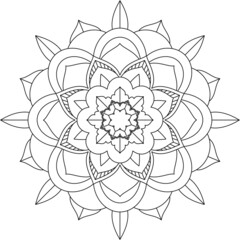 Easy Mandala coloring book simple and basic for beginners, seniors and children. Set of Mehndi flower pattern for Henna drawing and tattoo. Decoration in ethnic oriental, Indian style.