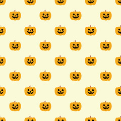 Happy pumpkins simple repeat pattern background for Halloween.