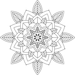 Easy Mandala coloring book simple and basic for beginners, seniors and children. Set of Mehndi flower pattern for Henna drawing and tattoo. Decoration in ethnic oriental, Indian style.