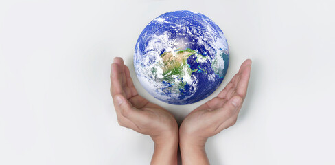 Globe ,earth in human hand. Earth image provided by Nasa