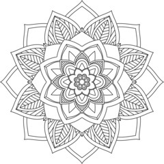 Easy Mandala coloring book simple and basic for beginners, seniors and children. Set of Mehndi flower pattern for Henna drawing and tattoo. Decoration in ethnic oriental, Indian style.