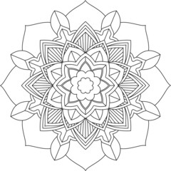 Easy Mandala coloring book simple and basic for beginners, seniors and children. Set of Mehndi flower pattern for Henna drawing and tattoo. Decoration in ethnic oriental, Indian style.