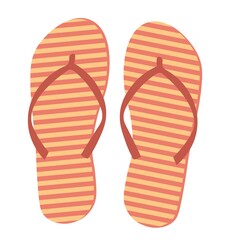 striped flip flops isolated on white background.
