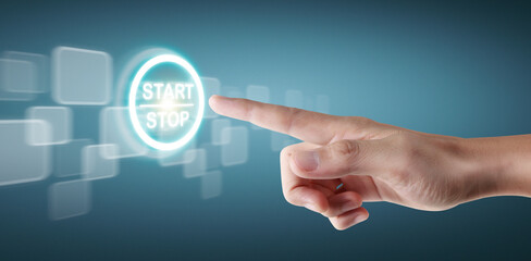 Hands touching button screen interface global connection customer networking