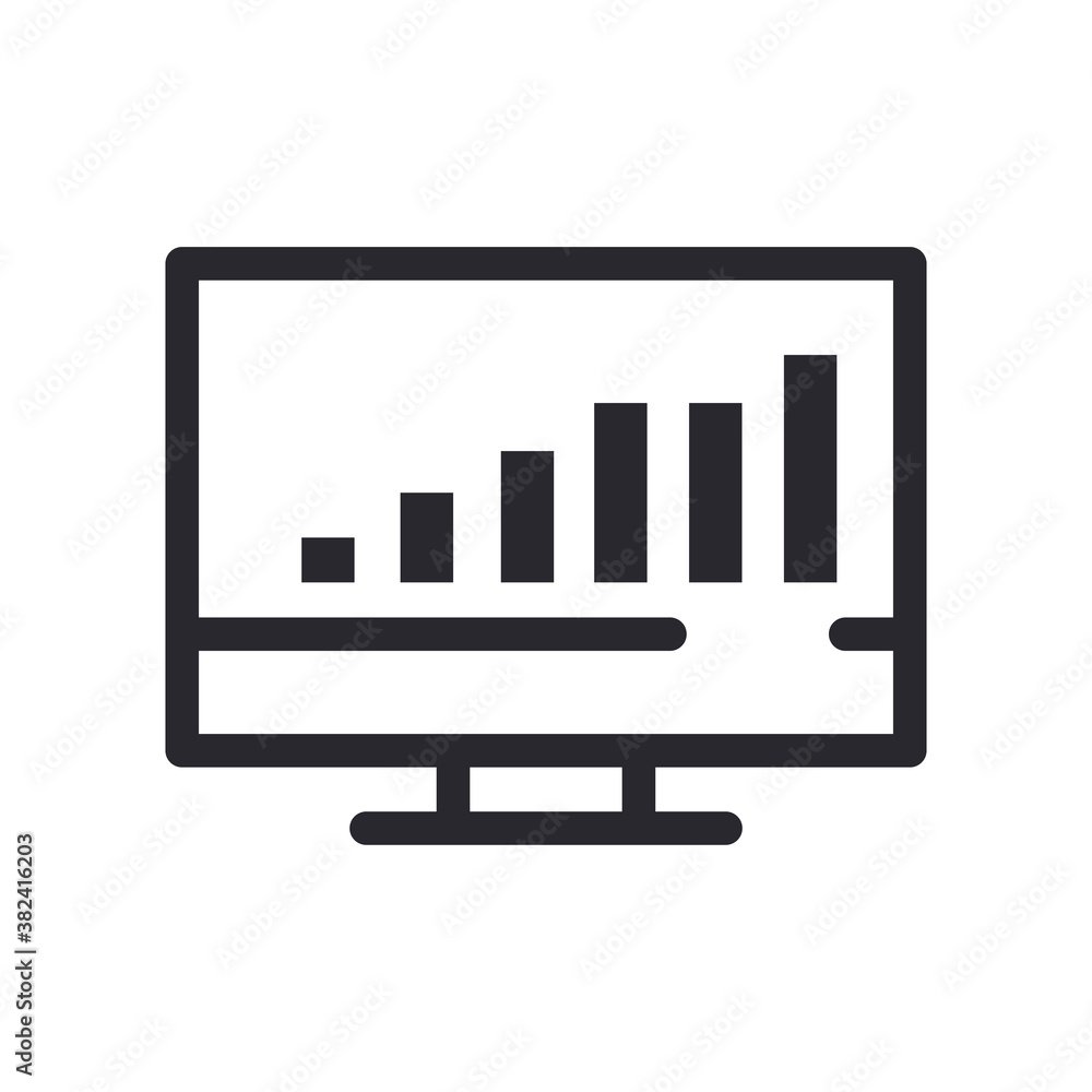 Poster bars chart in computer line style icon vector design