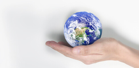 Globe ,earth in human hand. Earth image provided by Nasa