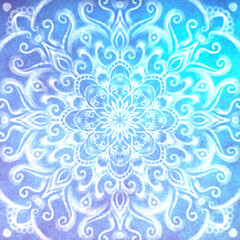 stylish abstract artistic bright geometric ornate gentle magical glowing textured background in blue color. Mandala