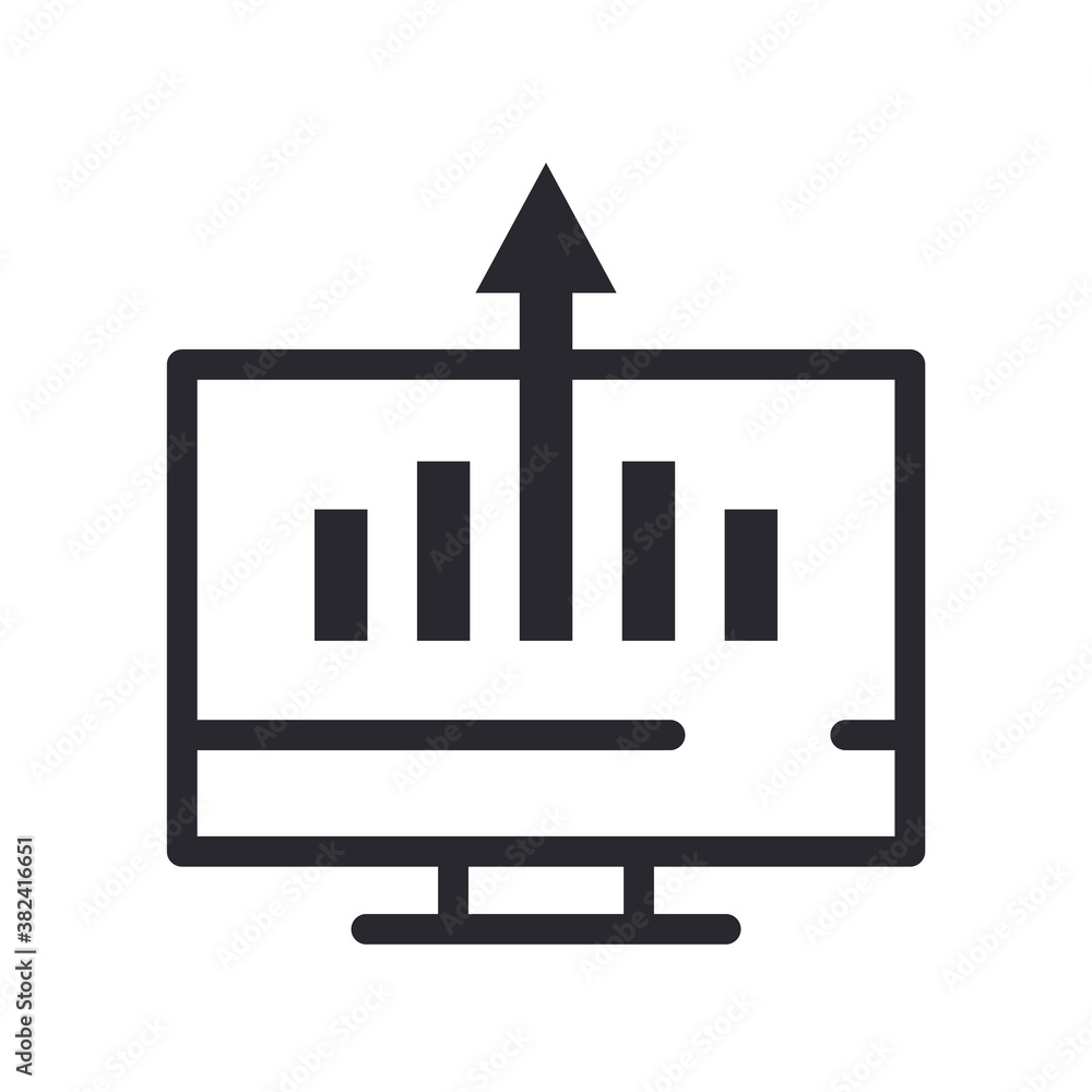 Poster bars chart in computer line style icon vector design