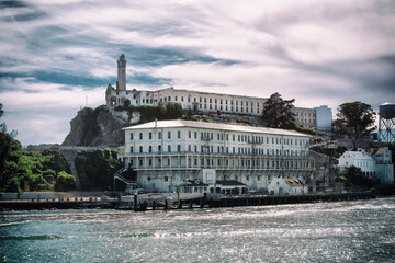 View from Alcatraz prison in San Francisco Bay, California, United States.