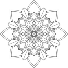 Easy Mandala coloring book simple and basic for beginners, seniors and children. Set of Mehndi flower pattern for Henna drawing and tattoo. Decoration in ethnic oriental, Indian style.