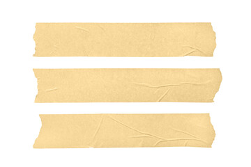 Set of three blank masking tape isolated on white background