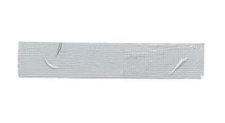 Silver grey repair duct tape piece isolated on white background