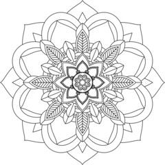 Easy Mandala coloring book simple and basic for beginners, seniors and children. Set of Mehndi flower pattern for Henna drawing and tattoo. Decoration in ethnic oriental, Indian style.