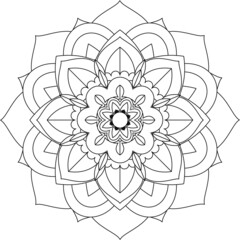 Easy Mandala coloring book simple and basic for beginners, seniors and children. Set of Mehndi flower pattern for Henna drawing and tattoo. Decoration in ethnic oriental, Indian style.