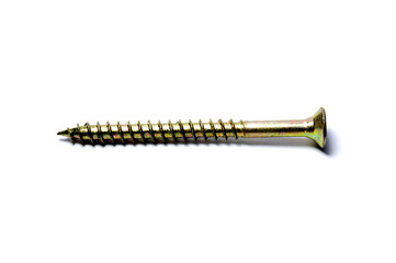 Parafuso dourado de metal com fundo branco