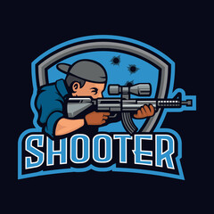 Shooter e-sport mascot logo design emblem