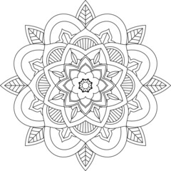 Easy Mandala coloring book simple and basic for beginners, seniors and children. Set of Mehndi flower pattern for Henna drawing and tattoo. Decoration in ethnic oriental, Indian style.