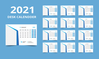Desk calendar design 2021 template

