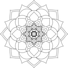 Fototapeta premium Easy Mandala coloring book simple and basic for beginners, seniors and children. Set of Mehndi flower pattern for Henna drawing and tattoo. Decoration in ethnic oriental, Indian style.