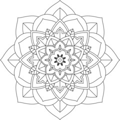 Easy Mandala coloring book simple and basic for beginners, seniors and children. Set of Mehndi flower pattern for Henna drawing and tattoo. Decoration in ethnic oriental, Indian style.