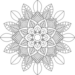 Easy Mandala coloring book simple and basic for beginners, seniors and children. Set of Mehndi flower pattern for Henna drawing and tattoo. Decoration in ethnic oriental, Indian style.