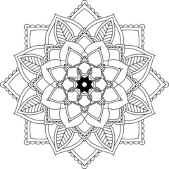Easy Mandala coloring book simple and basic for beginners, seniors and children. Set of Mehndi flower pattern for Henna drawing and tattoo. Decoration in ethnic oriental, Indian style.