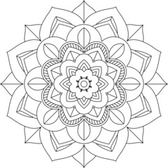 Easy Mandala coloring book simple and basic for beginners, seniors and children. Set of Mehndi flower pattern for Henna drawing and tattoo. Decoration in ethnic oriental, Indian style.