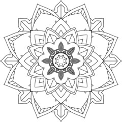 Easy Mandala coloring book simple and basic for beginners, seniors and children. Set of Mehndi flower pattern for Henna drawing and tattoo. Decoration in ethnic oriental, Indian style.