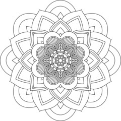 Easy Mandala coloring book simple and basic for beginners, seniors and children. Set of Mehndi flower pattern for Henna drawing and tattoo. Decoration in ethnic oriental, Indian style.