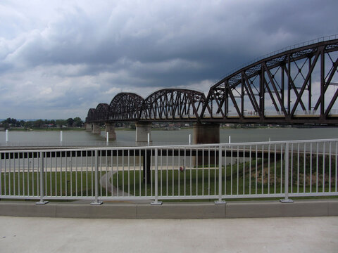 View On Big Four Bridge And Ohio River In Louisville At Daytime In Spring